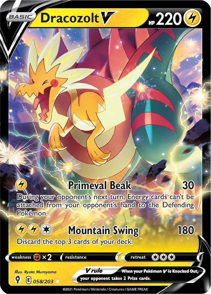 Dracozolt V SWSH07 058/203 Pokémon SWSH07: Evolving Skies Ultra Rare Holofoil…