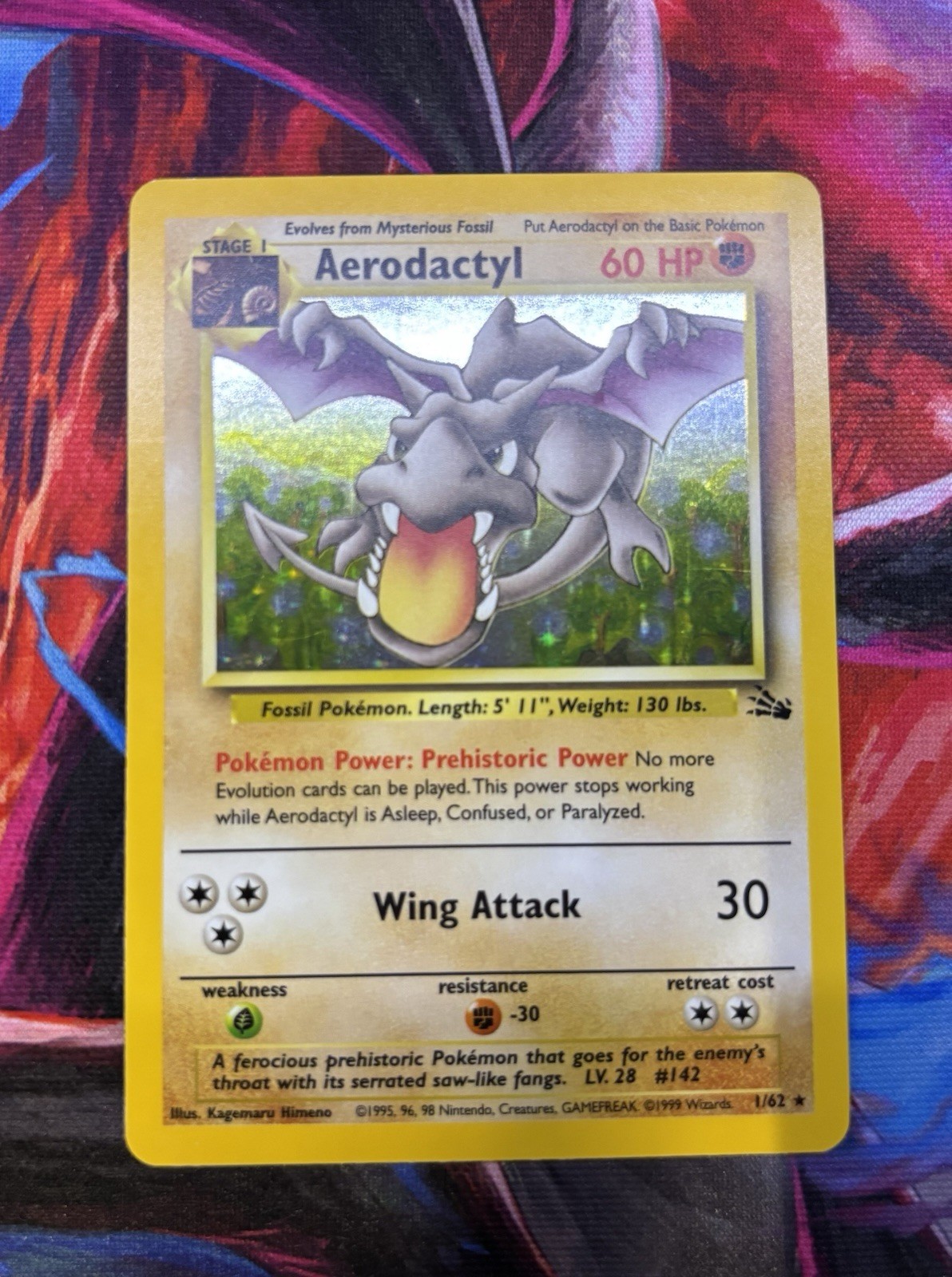 Pokémon TCG Aerodactyl Fossil Holo Rare Card 1/62 Unlimited