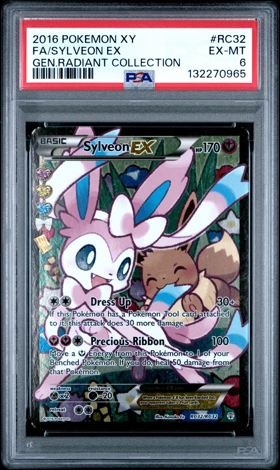 2016 POKEMON XY GENERATIONS RADIANT COLLECTION #RC32 FULL ART/SYLVEON EX PSA 6