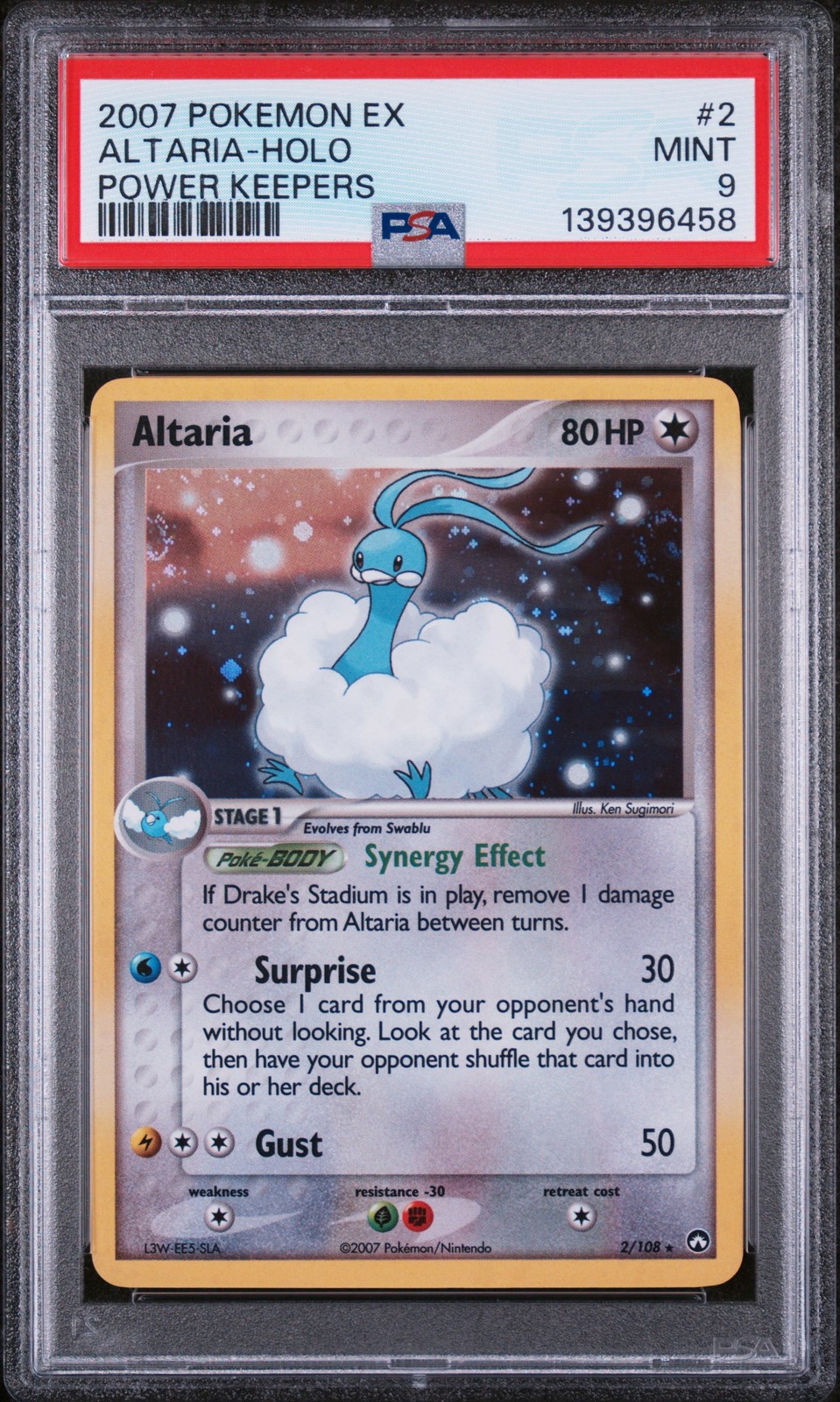 2007 POKEMON EX POWER KEEPERS #2 ALTARIA-HOLO PSA 9