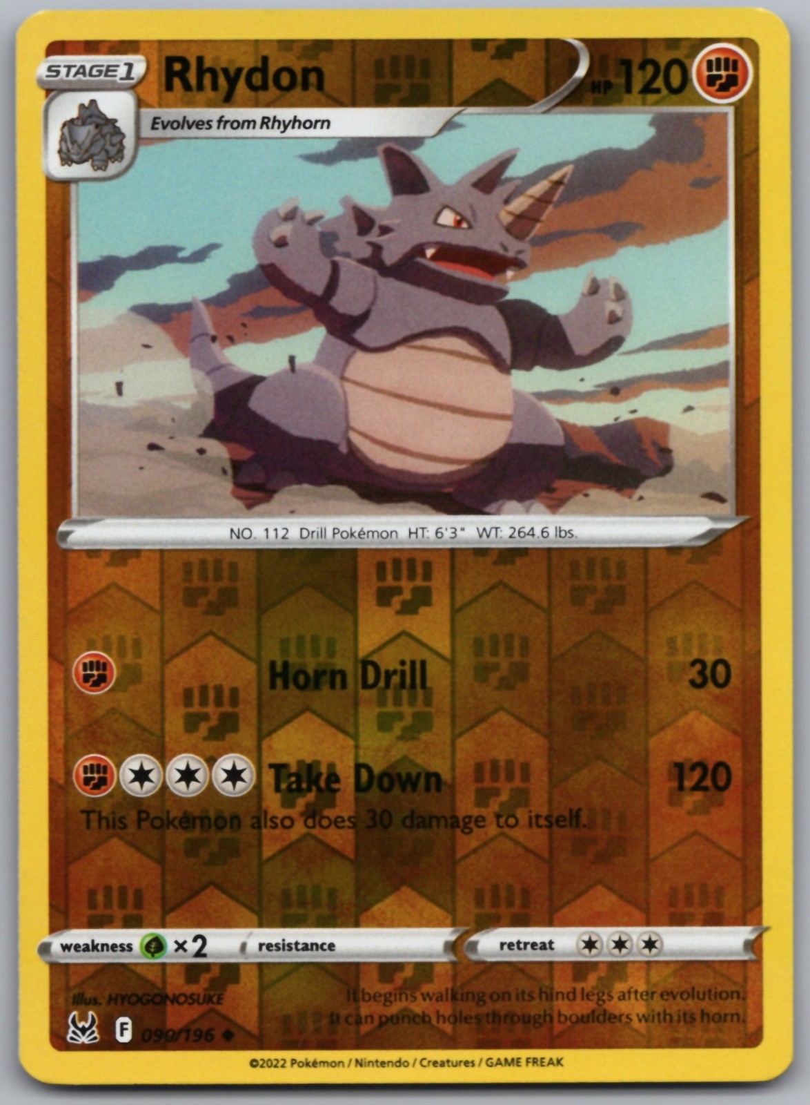 Rhydon Uncommon SWSH11: Lost Origin 090/196 NM