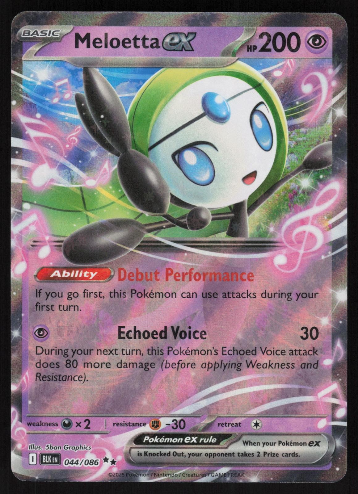 Meloetta ex 044/086 Black Bolt Holo Double Rare NM/M Pokemon