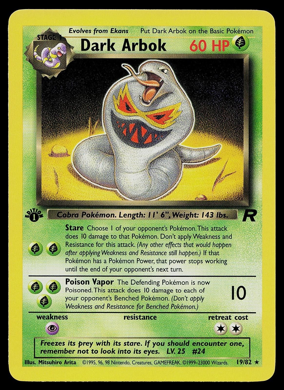 Pokemon Card – Dark Arbok Team Rocket 19/82 1st Edition Rare