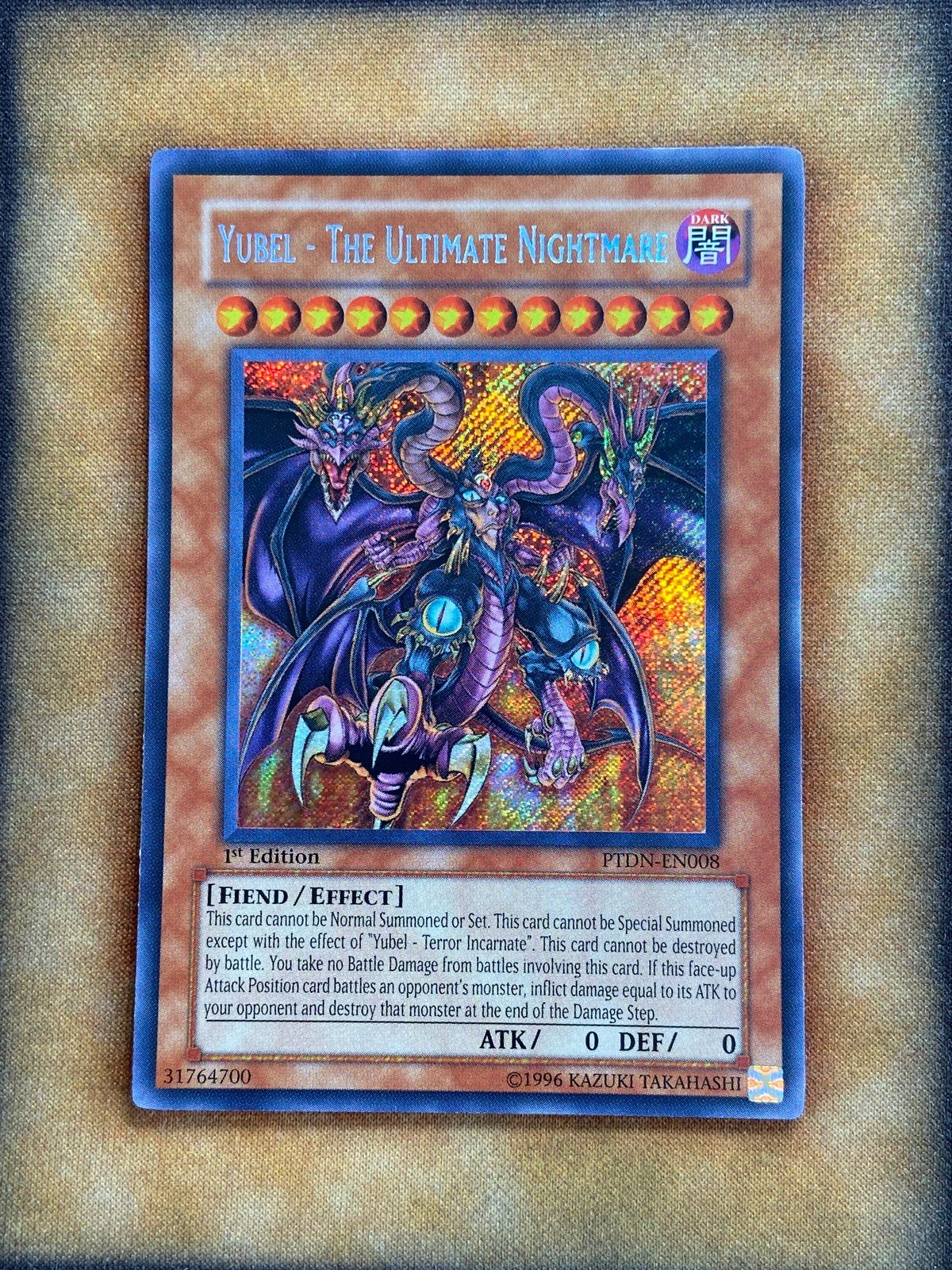 Yugioh Yubel – The Ultimate Nightmare PTDN-EN008 Secret Rare 1st Ed NM