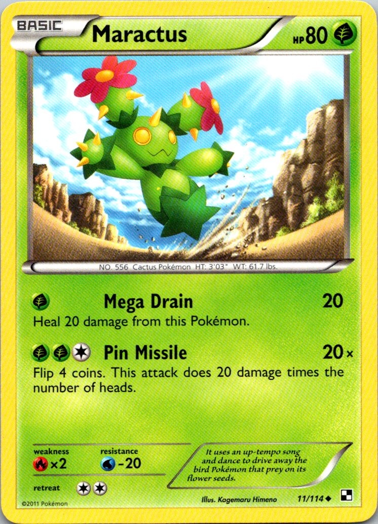 Maractus 11/114 Black & White Pokemon TCG UC NM