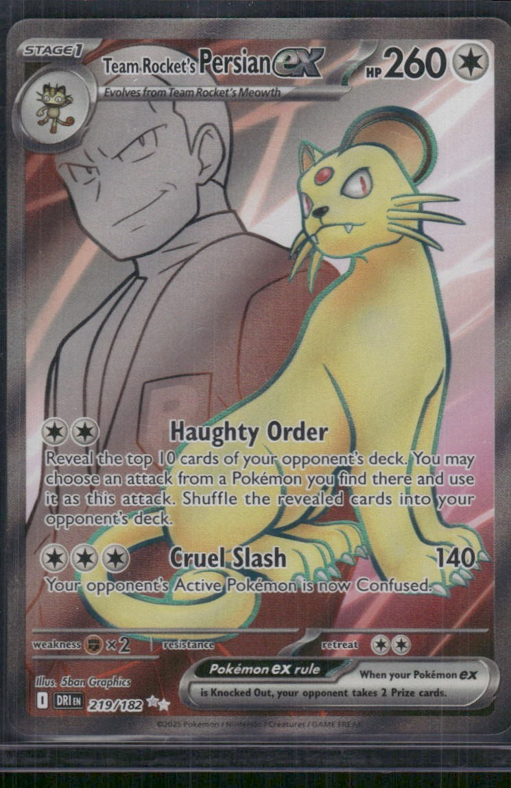 Team Rocket’s Persian ex Holo Ultra Rare SV10: Destined Rivals 219/182 NM