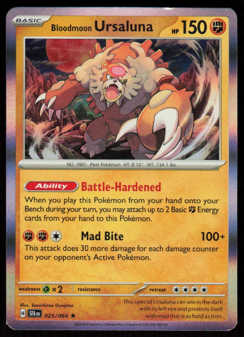 Bloodmoon Ursaluna 025/064 Rare Shrouded Fable Pokemon Holo Near Mint