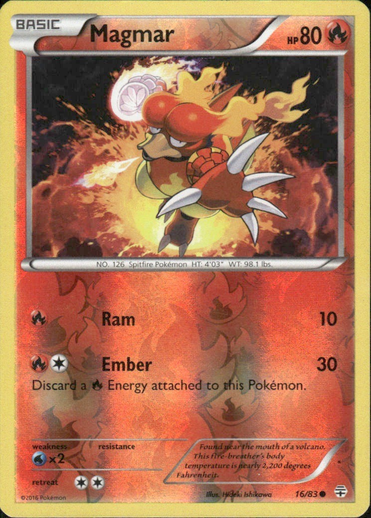 MAGMAR 16/83 GENERATIONS COMMON REVERSE HOLO POKEMON HIDEKI ISHIKAWA