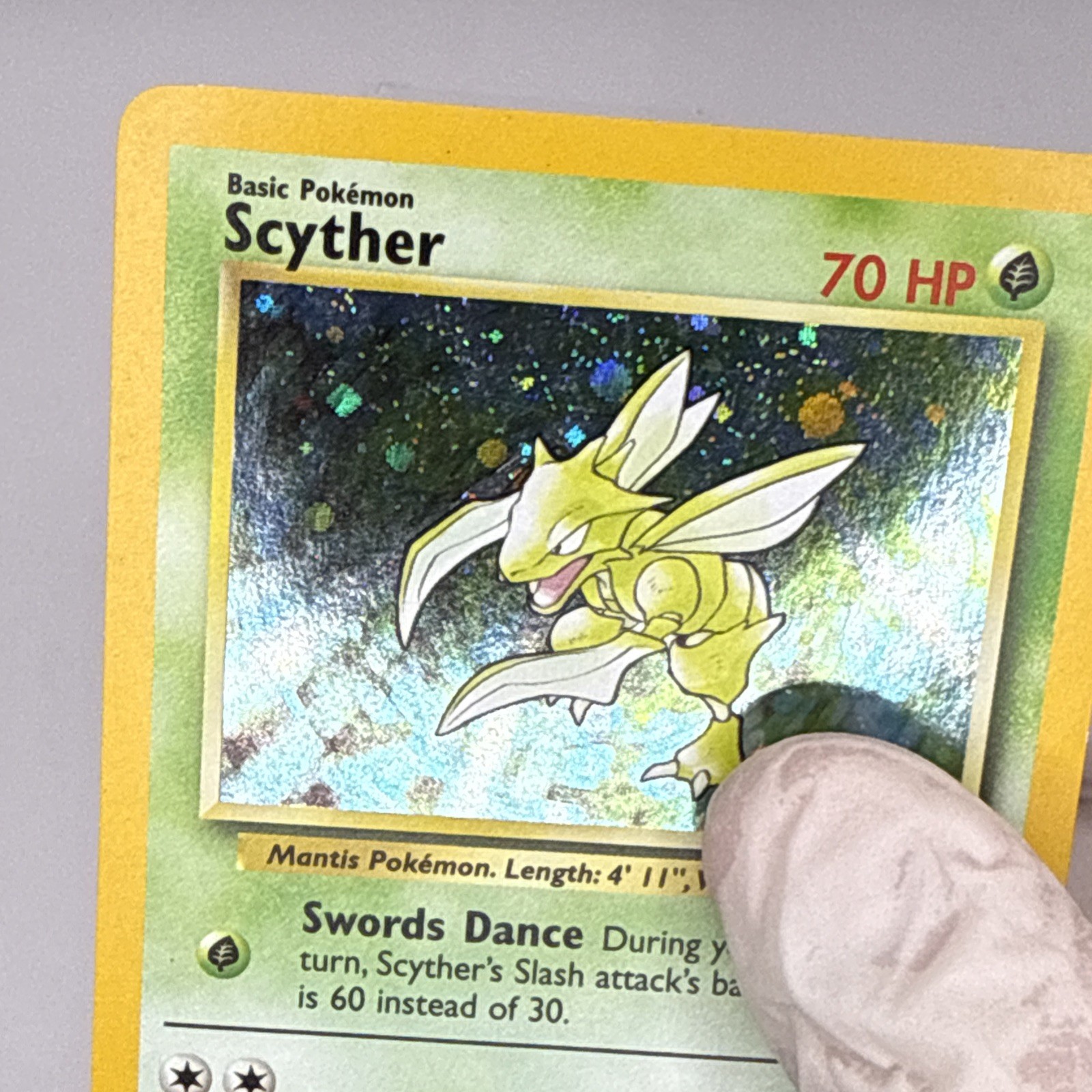 Pokemon TCG Base Set 2 Scyther 017/130 Holo Rare Eng SWIRL! LP-NM