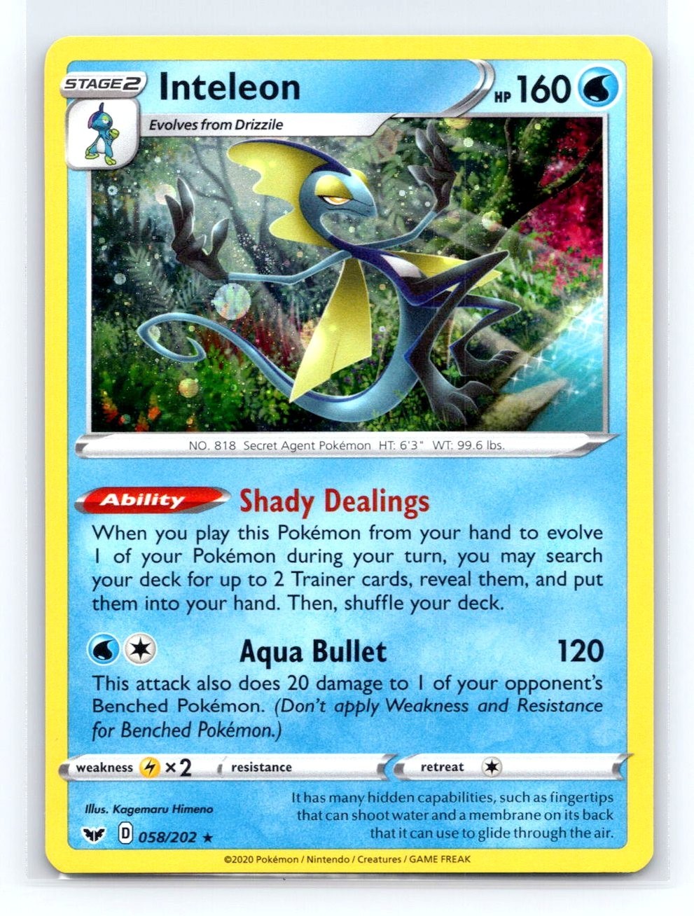 Inteleon 058/202 Pokémon Sword and Shield Cosmos Promo Holo TCG