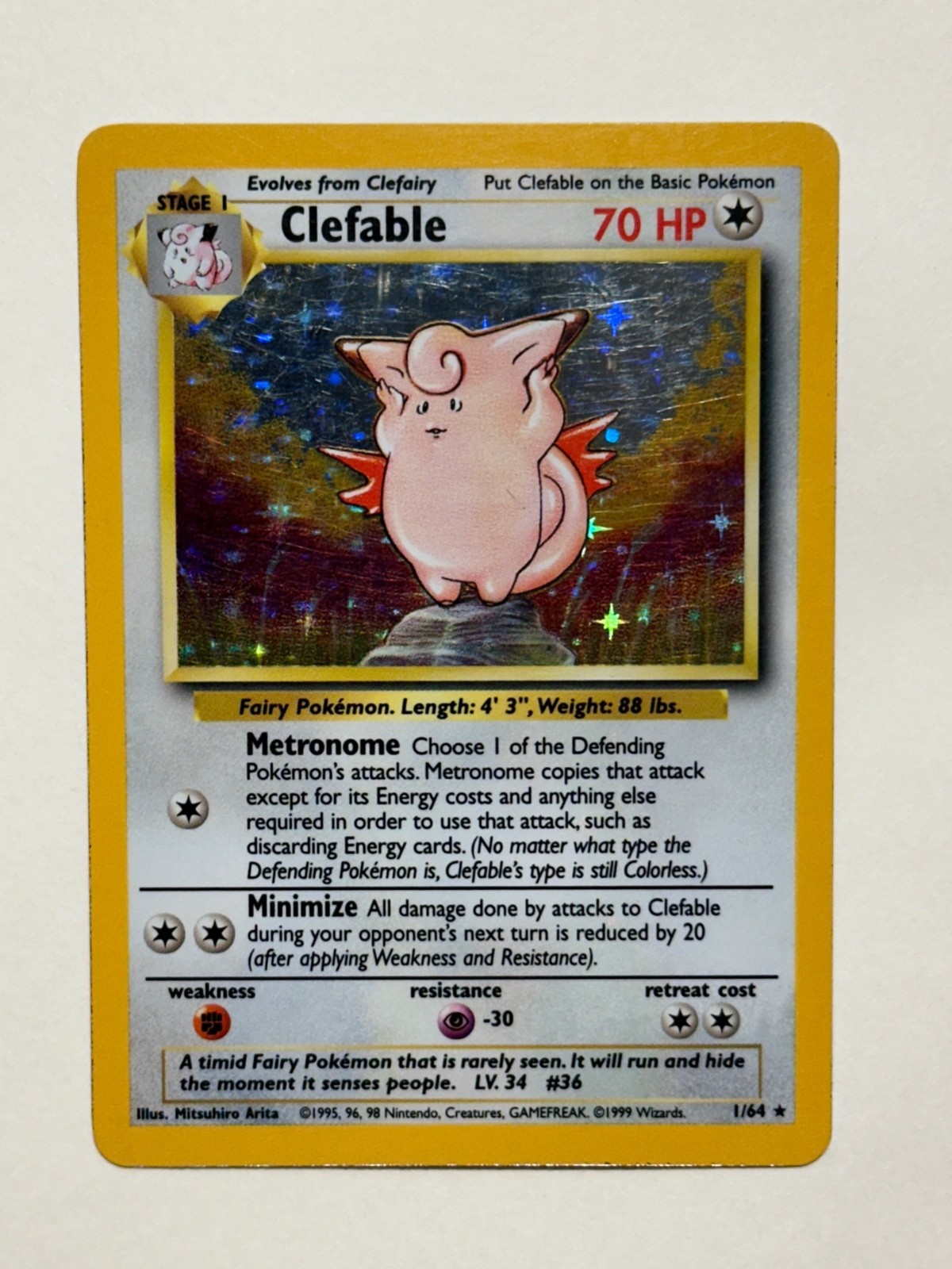 Clefable 01/64 Jungle Holo **RARE!** Vintage Pokemon Card – Never Played