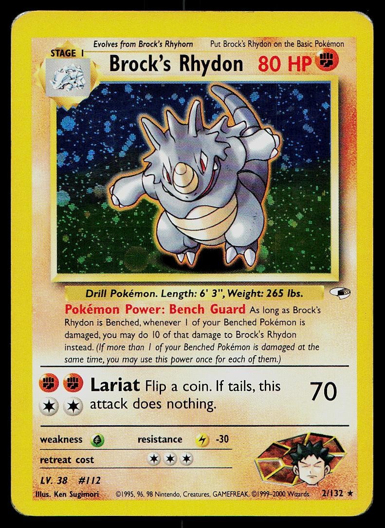 Pokemon Card Gym Heroes Brock’s Rhydon 2/132 1st Edition Holo Rare