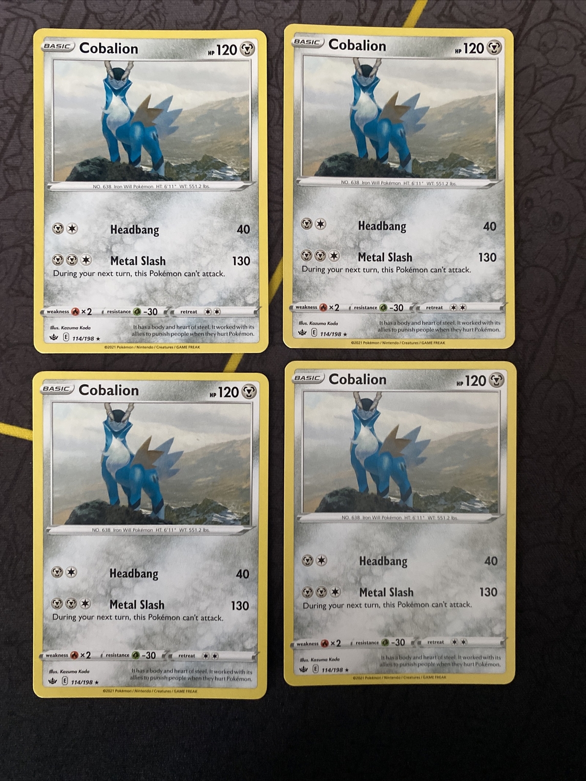 4x Cobalion (Non-Holo Deck Exclusive) | 114/198 | Rare | Chilling Reign | NM x4