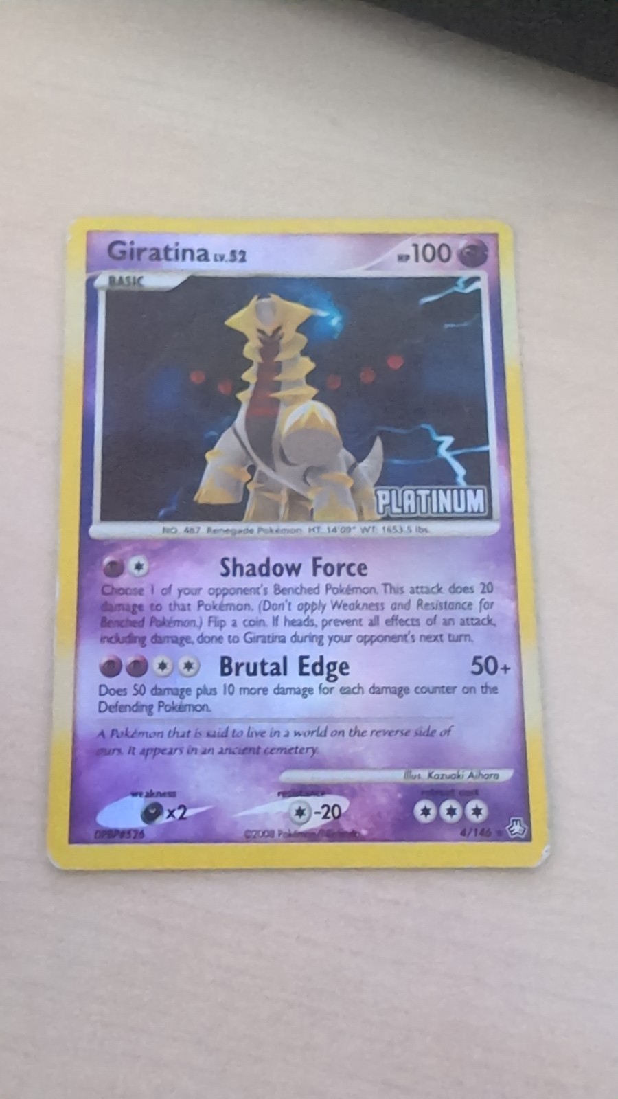 Giratina – [Platinum] 004/146 Burger King Reverse Holo Damaged