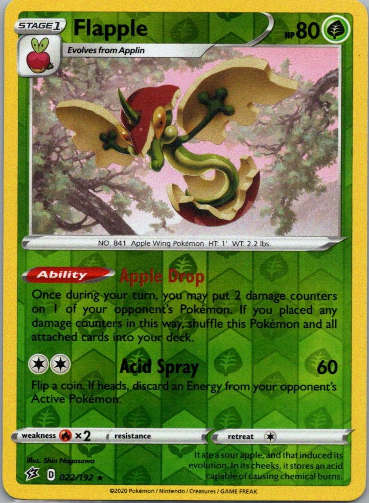 Pokemon TCG Flapple 22/192 Rebel Clash Rev Holo NM