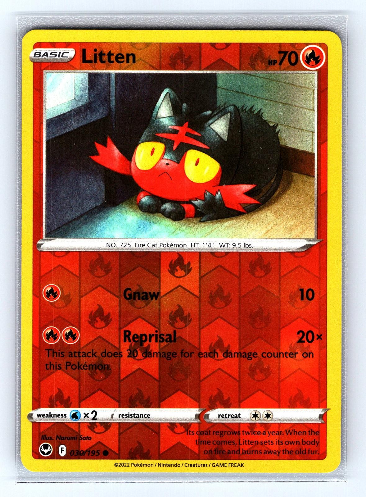 Litten 030/195 Common Silver Tempest Pokemon Reverse Holo Near Mint