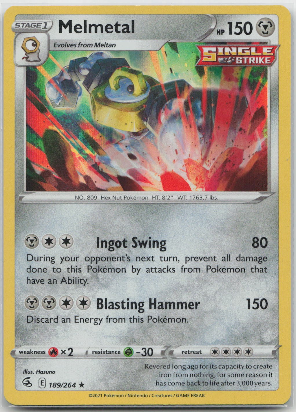 Pokemon Holo Melmetal Fusion Strike 189/264 NM