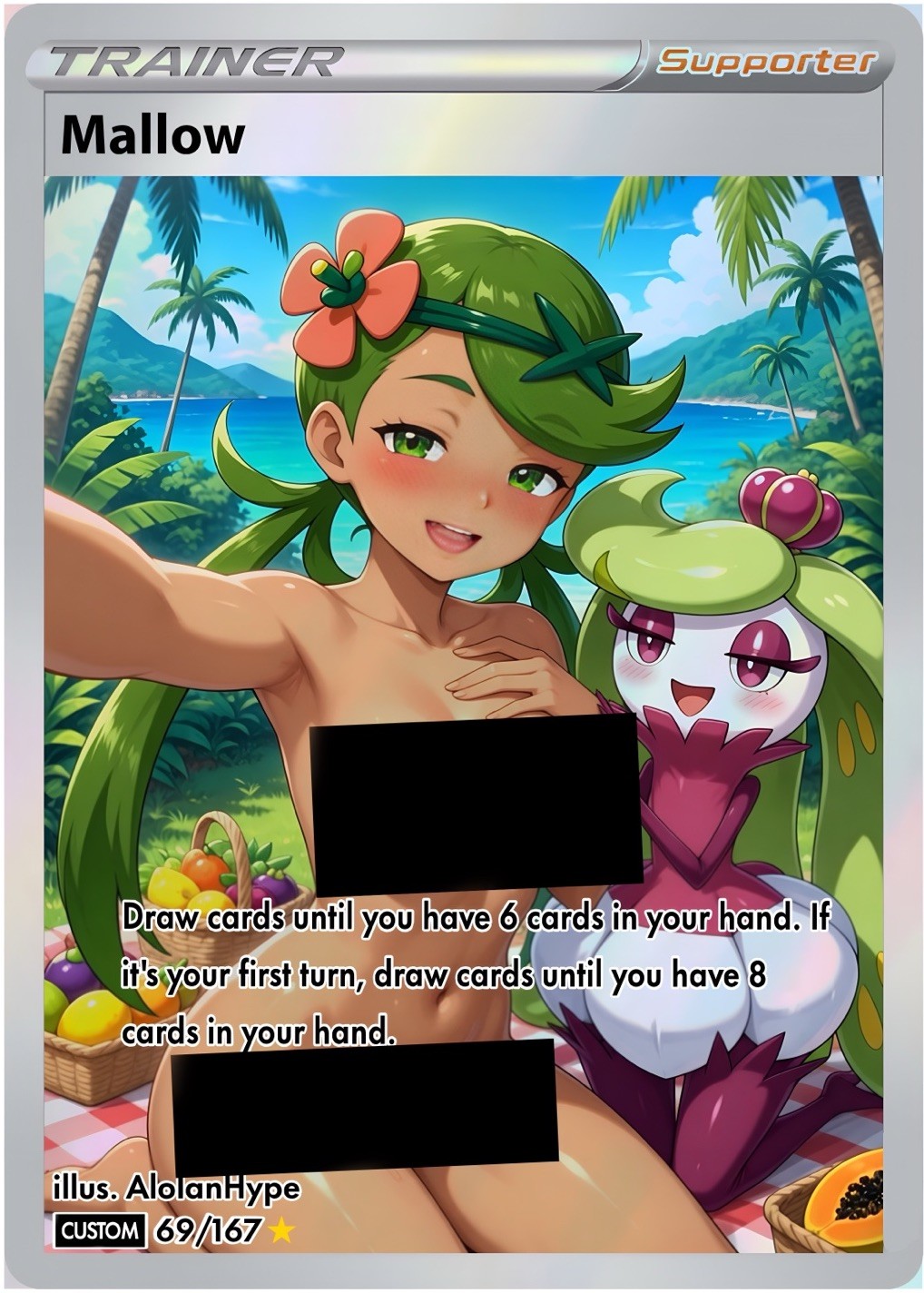 AlolanHype – Custom Mallow Waifu Collectible Card Non-TCG Pokemon Anime
