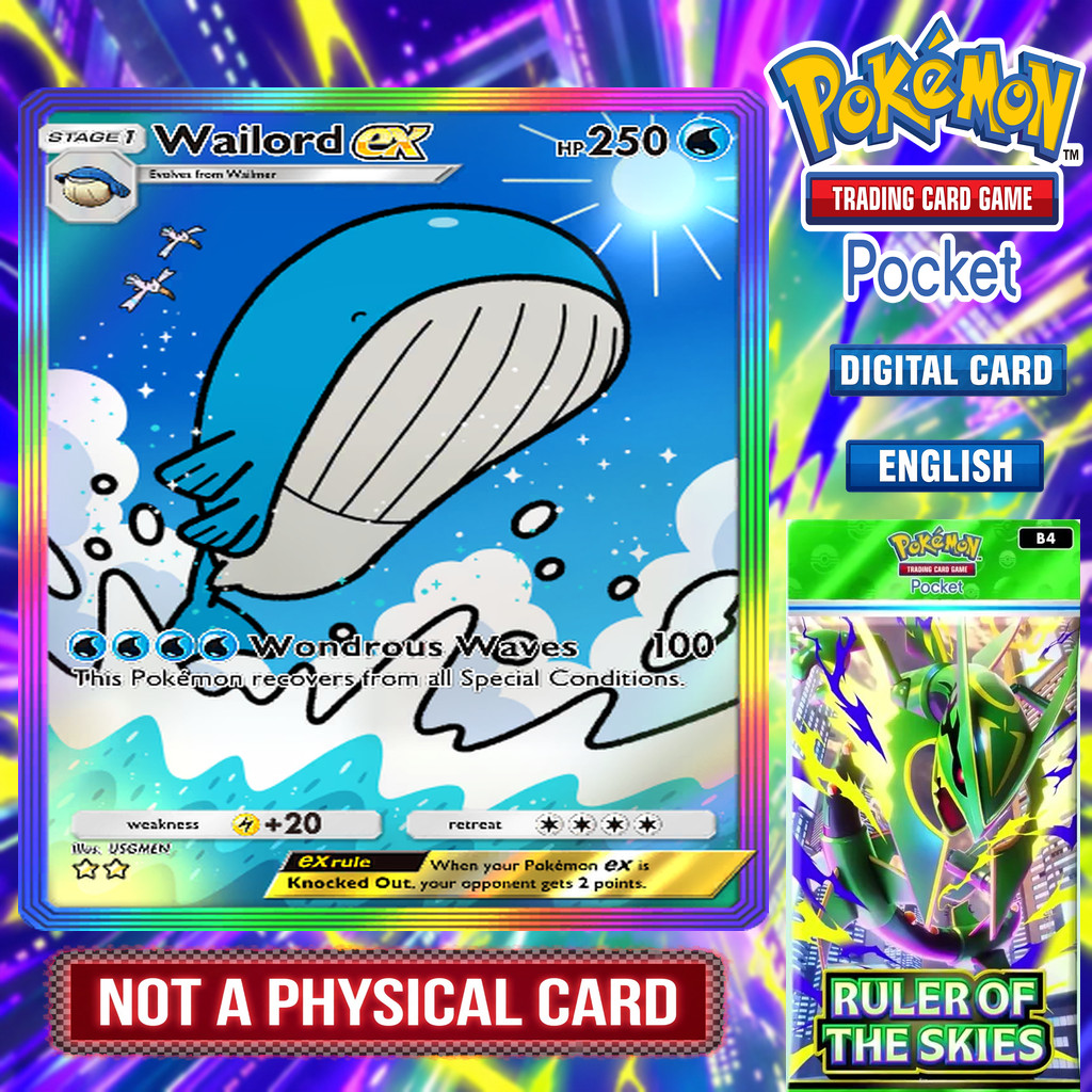 Pokemon TCG Pocket – Wailord EX RR (Rainbow Rare) from RULER OF THE SKIES