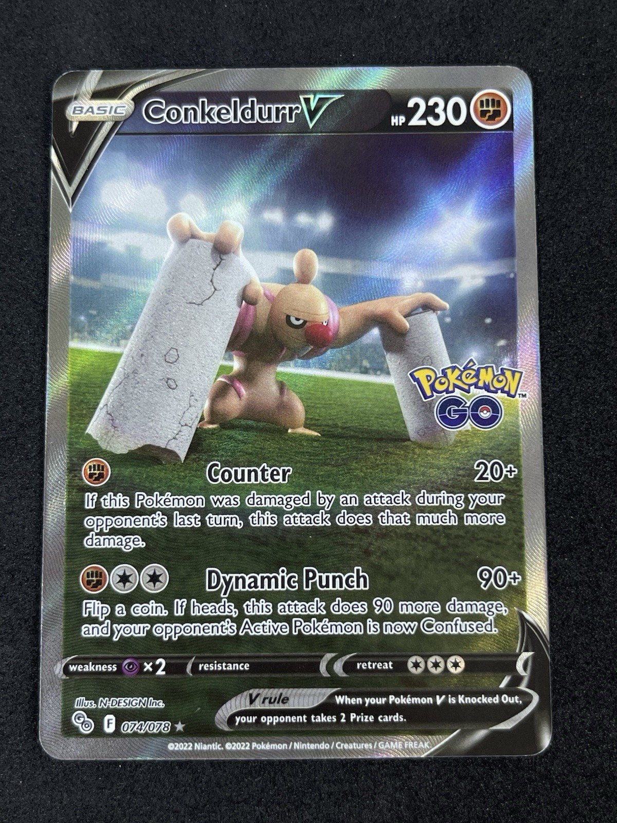 Conkeldurr V (Alternate Full Art) 074/078 Pokémon GO Holo