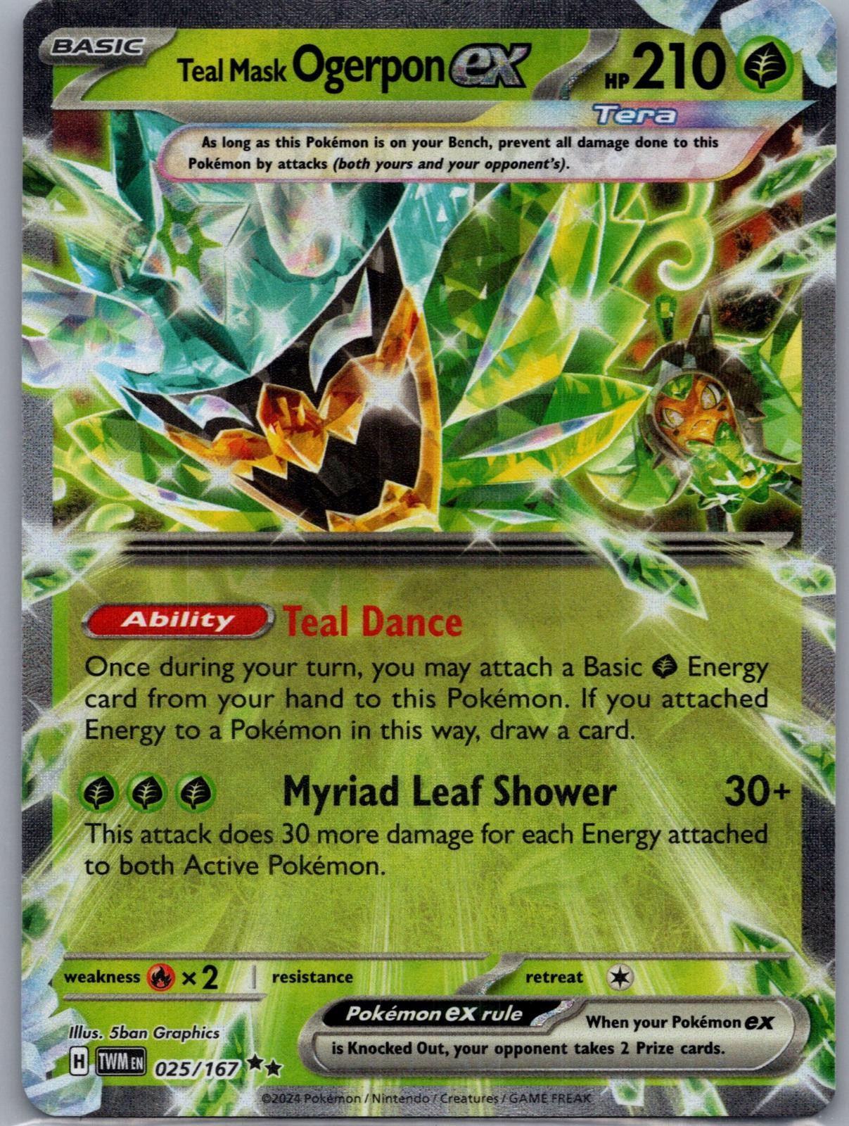 Teal Mask Ogerpon ex 025/167 Double Rare Twilight Masquerade Pokemon Holo NM