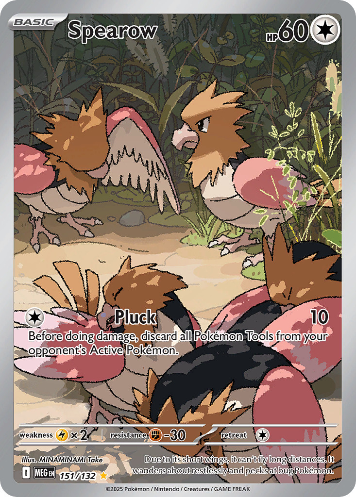 Spearow 151/132 Illustration Rare Mega Evolution Pokemon Holo Near Mint