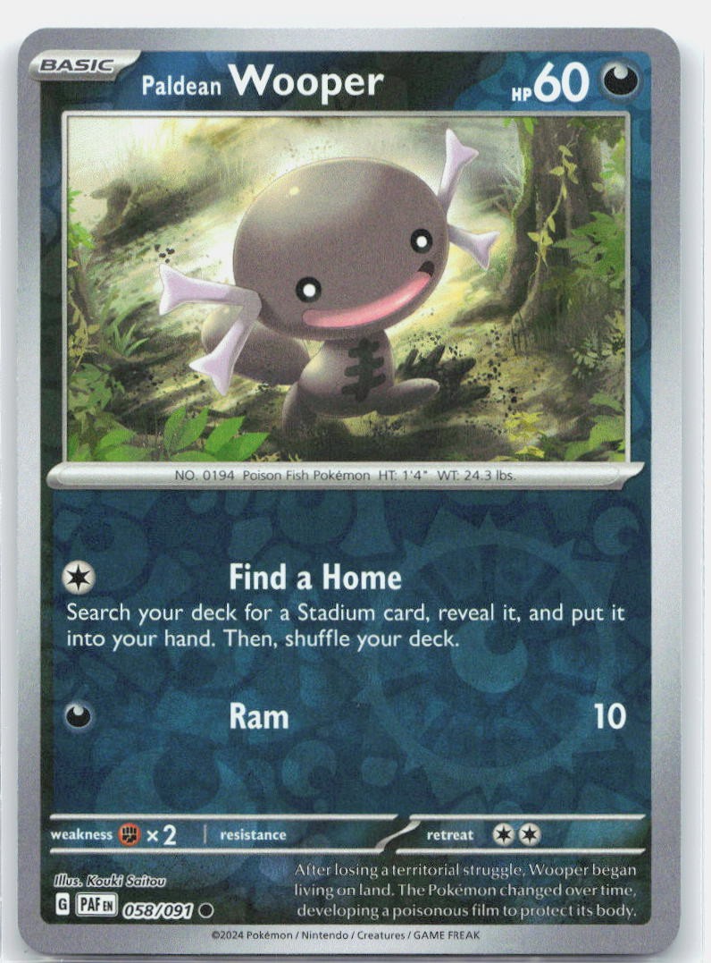 Paldean Wooper – Reverse Holo 058/091 Common PAF ENGLISH NM Pokemon