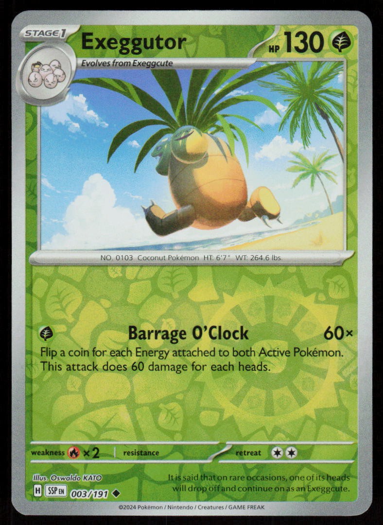 Exeggutor 003/191 Uncommon Surging Sparks Pokemon Reverse Holo Near Mint