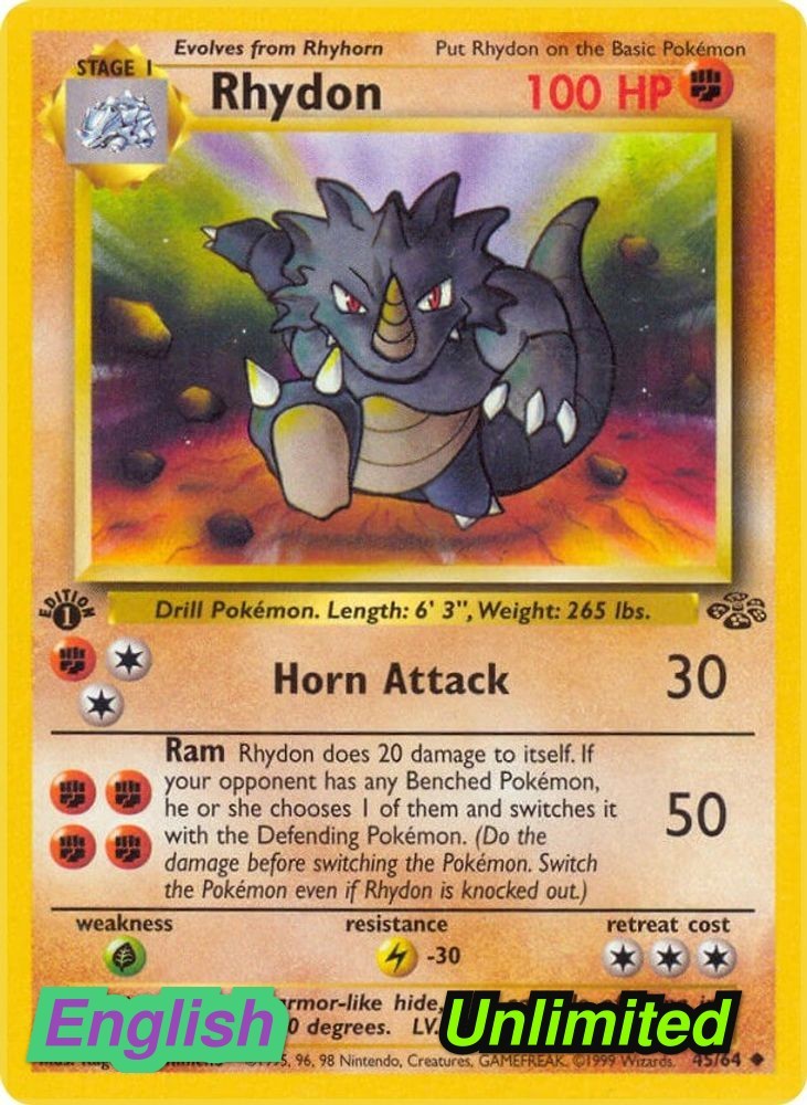 Pokemon- Rhydon [JU – 45/64] Jungle NM Uncommon Unlimited