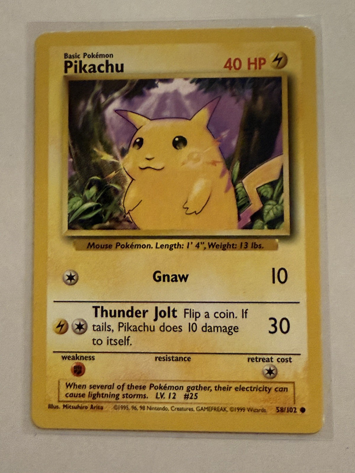 Pokemon TCG Pikachu Yellow Cheeks Base Set Card 58/102 LP