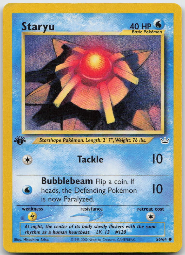 Staryu 56/64 Common Neo Revelation Pokemon TCG 1st Edition HP
