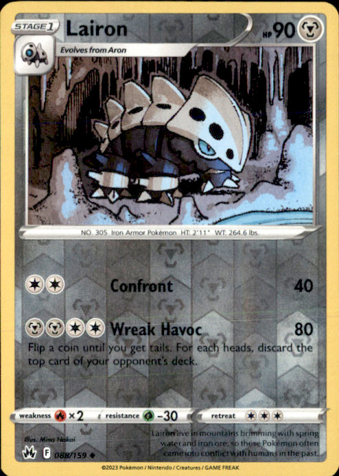 Lairon Reverse Holo Uncommon SWSH: Crown Zenith 088/159 NM Mina Nakai 2023