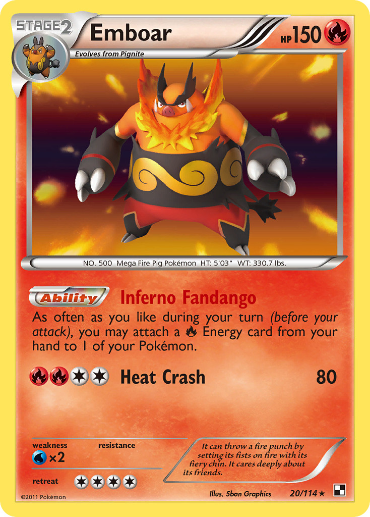 Emboar 20/114 Black & White Holo Rare MP
