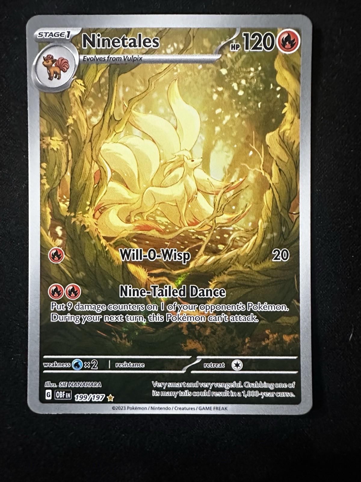 Pokémon TCG Ninetales Obsidian Flames Holo Card 199/197