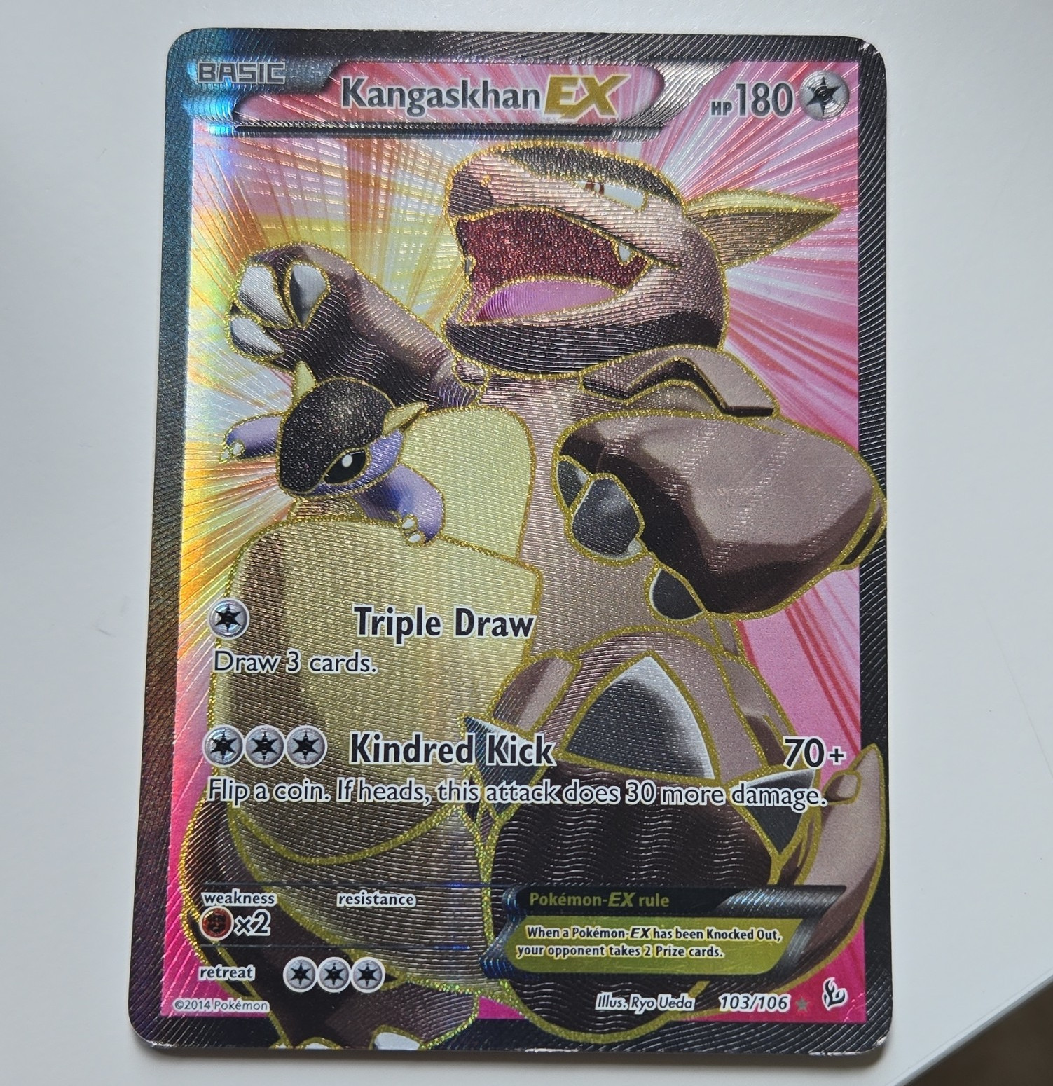 Pokemon TCG Kangaskhan EX Flashfire 103/106 Ultra Rare Full Art Holo 180 HP