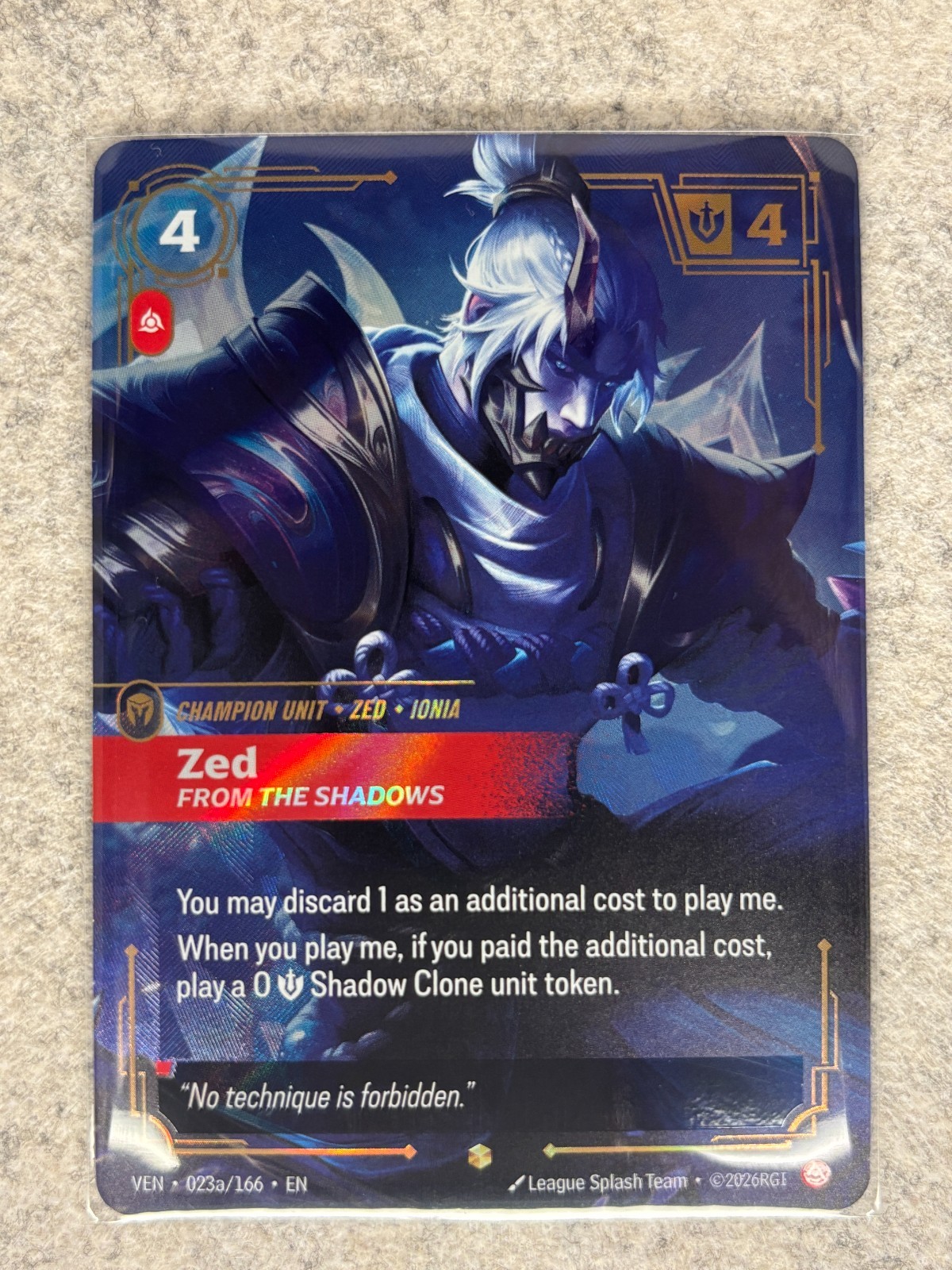 Zed – From the Shadows (Alternate Art) – Vendetta (VEN) 023a/166 Mint Riftbound