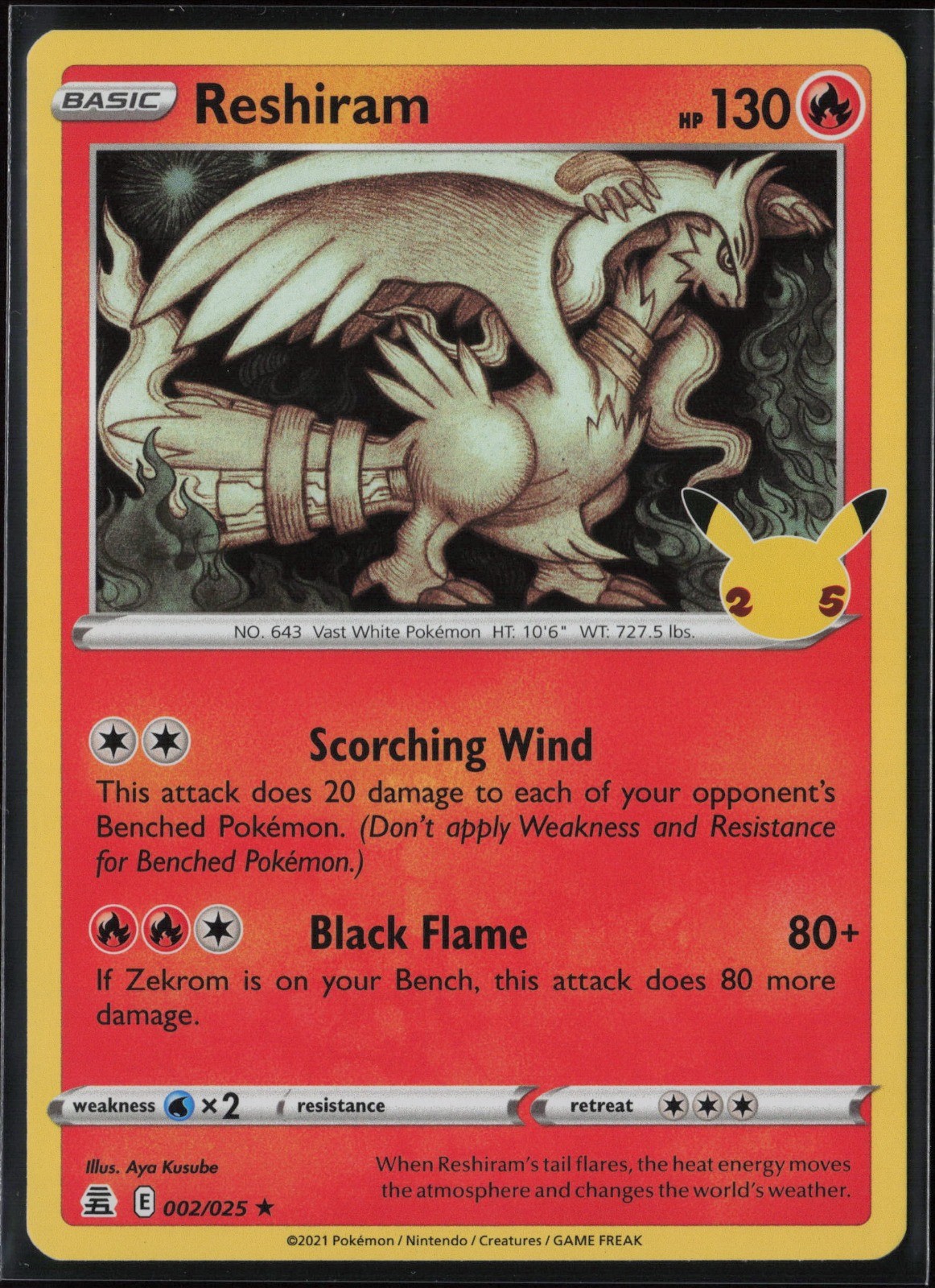 Reshiram Holo Rare Celebrations 002/025 NM