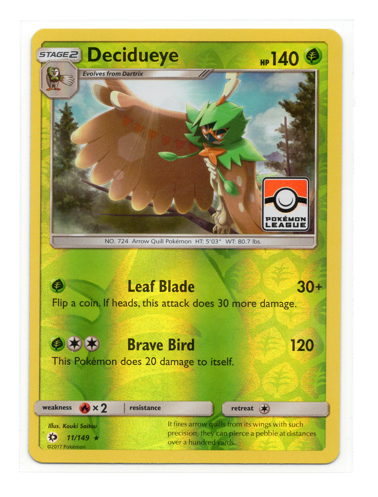 Decidueye – 11/149 (Pokemon League) Reverse Holo 011/149 NM