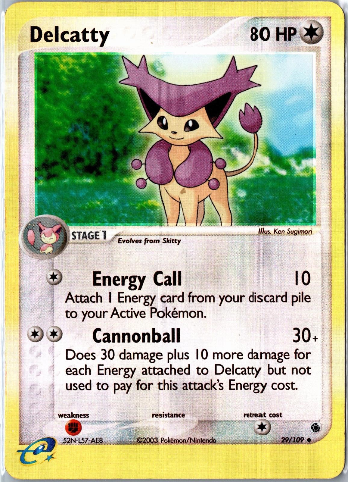 Pokemon Card – Delcatty 29/109 Ruby & Sapphire 2003 Uncommon Reverse Holo HP