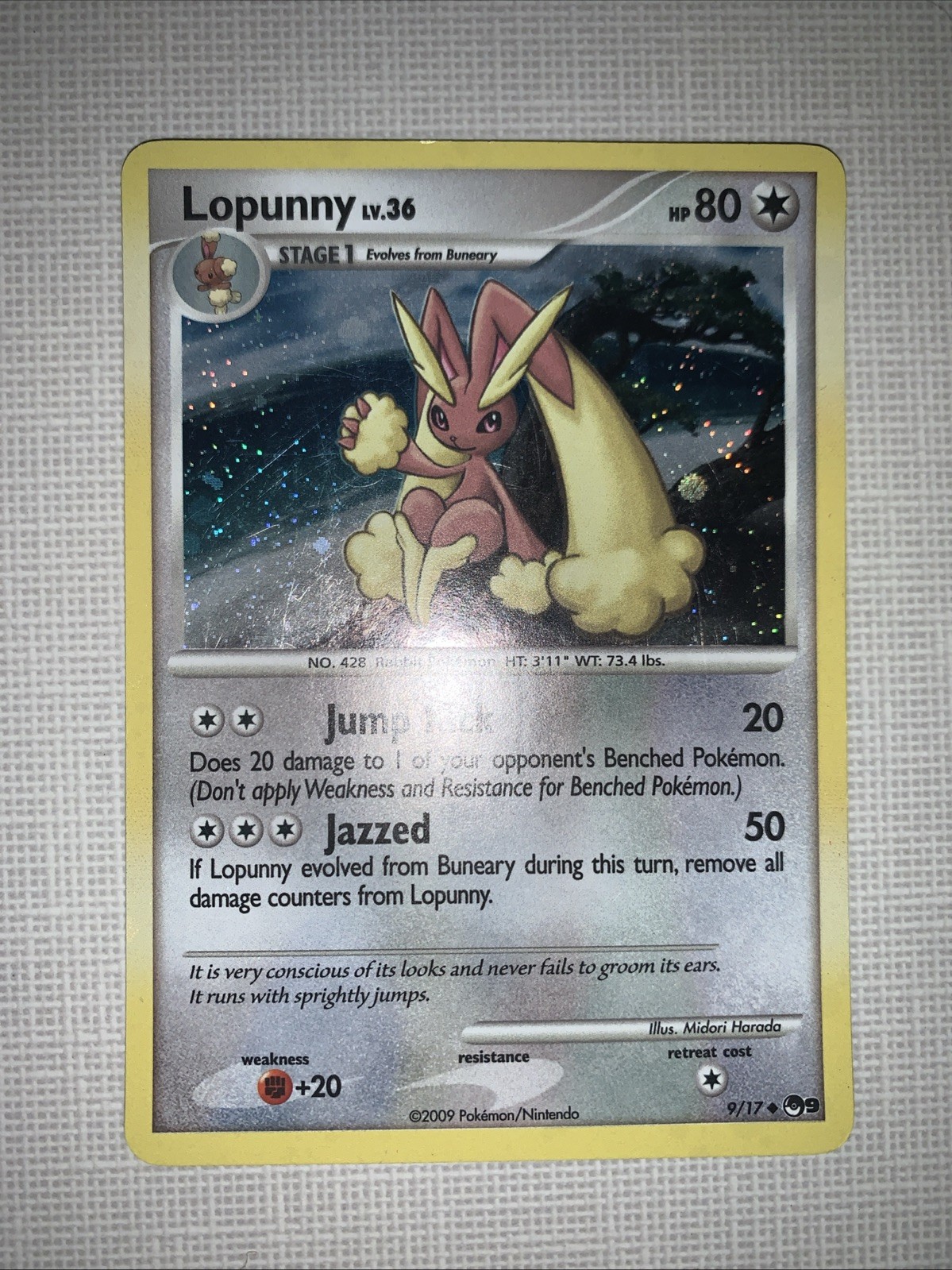 Lopunny 9/17 (Cosmos Holo) Uncommon POP Series 9 Pokemon Lightly Played