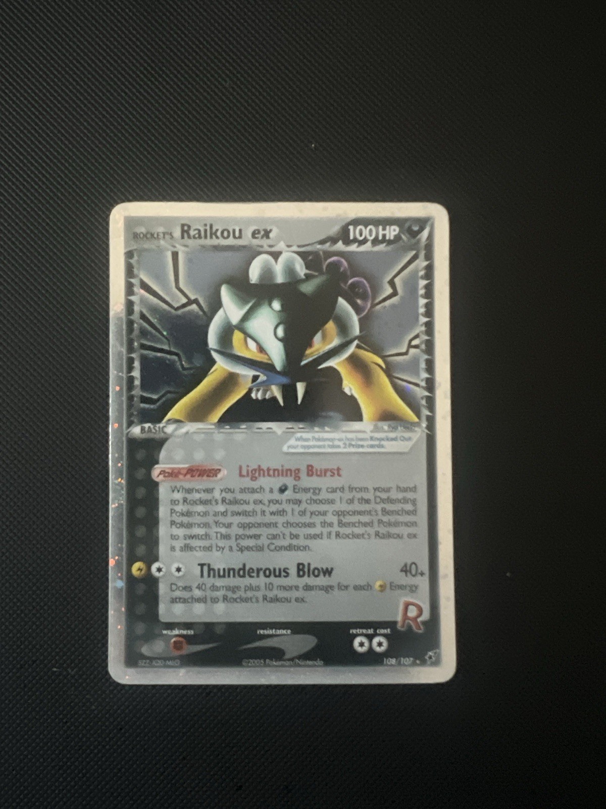 Pokémon TCG Rocket’s Raikou ex 108/107 Secret Holo ENG 100HP