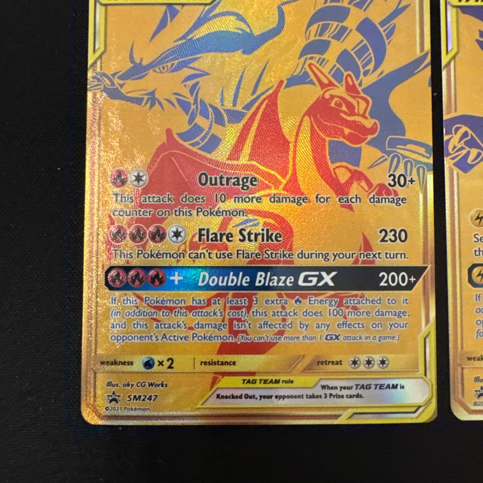 Pokémon TCG Reshiram & Charizard GX SM248, Pikachu & Zekrom GX SM247 Tag Team NM