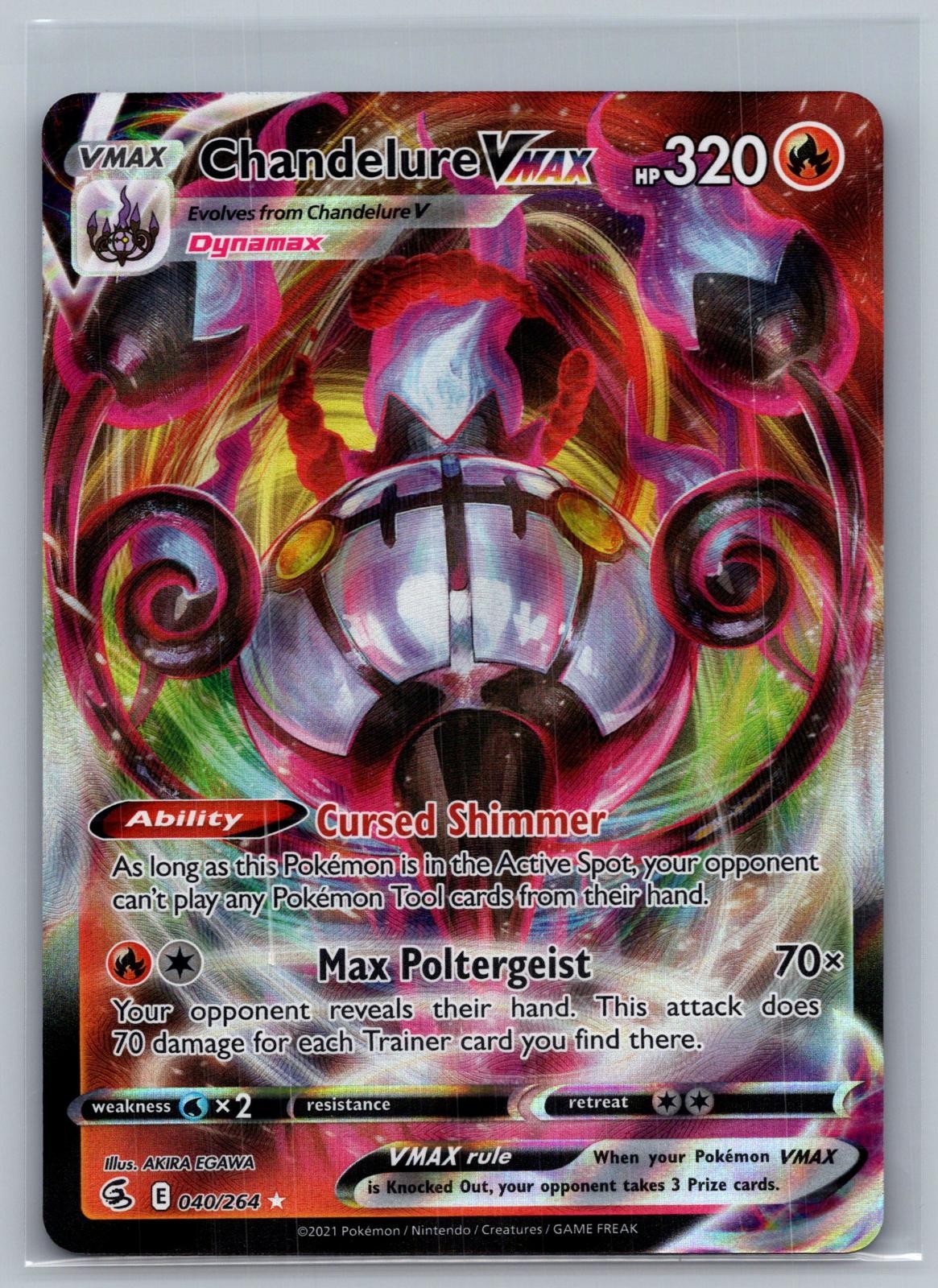 Chandelure VMAX 040/264 Holo VMAX Rare Fusion Strike Pokemon Near Mint