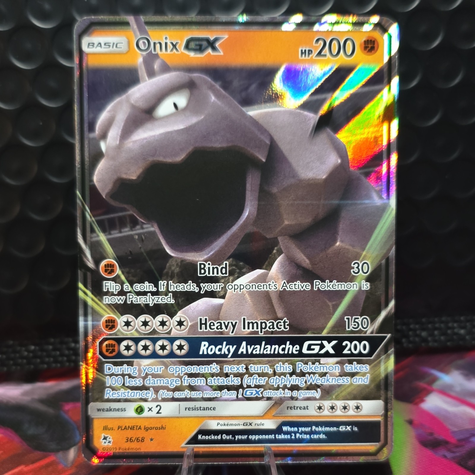 Pokémon Onix GX 36/68 Hidden Fates Ultra Rare Full Art Holo 200 HP English