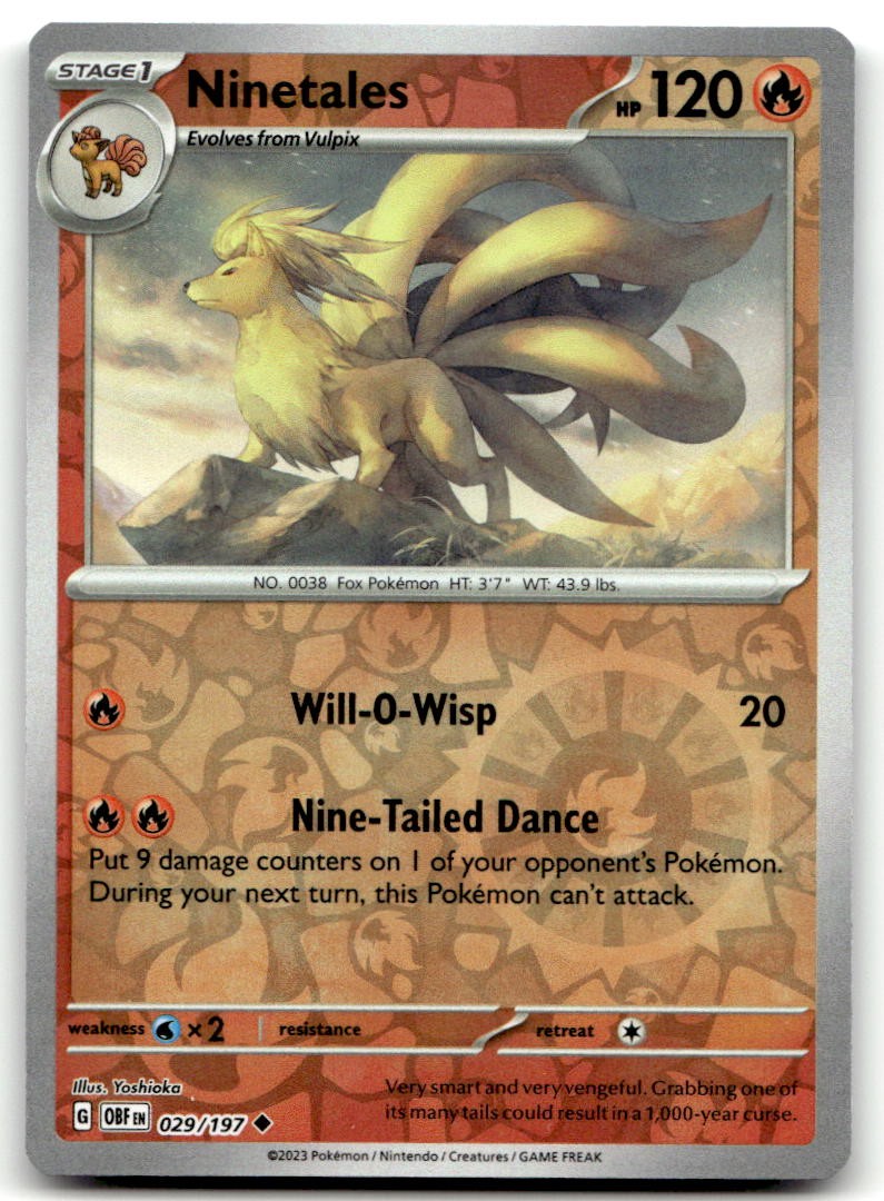Ninetales 029/197 Uncommon SV03: Obsidian Flames Pokemon Reverse Holofoil Nea…