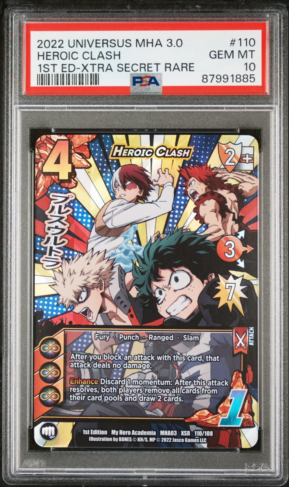Heroic Clash 1st Edition My Hero Academia MHA03 XSR 110/108 PSA 10 GEM MINT