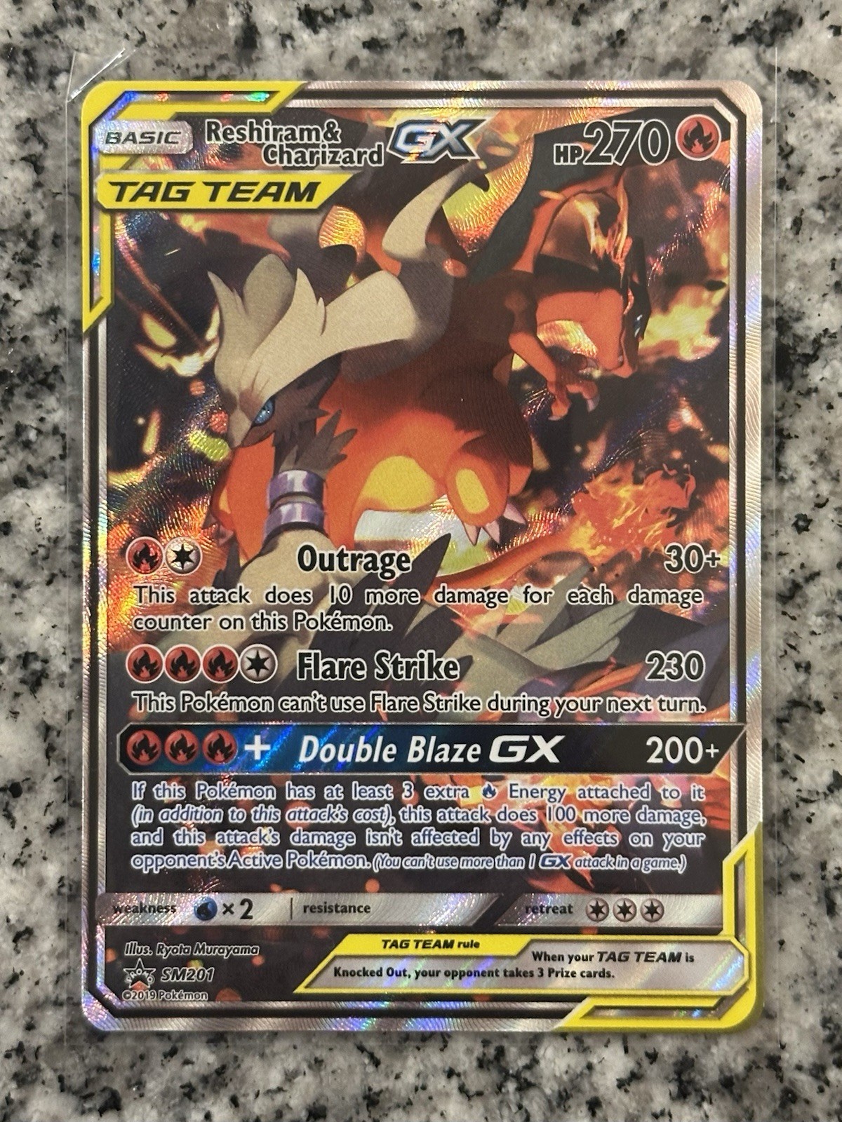 Pokémon TCG Reshiram & Charizard GX SM201 Black Star Promo Tag Team Holo Card