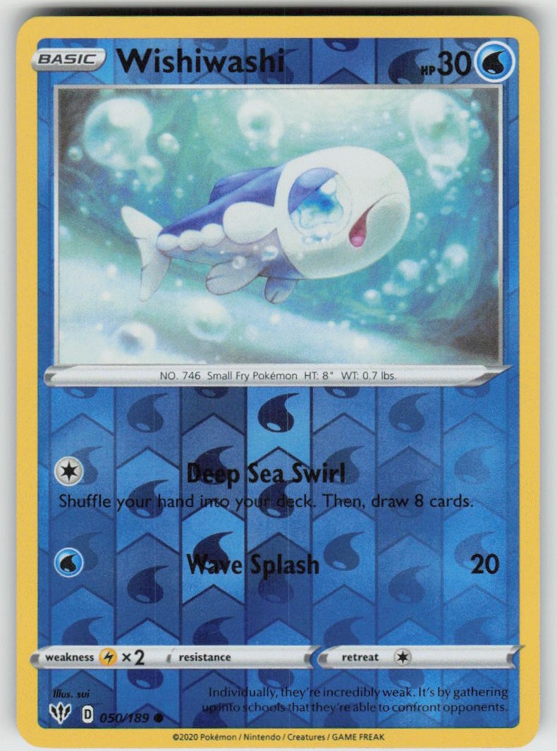 PO-04 Reverse Holo Wishiwashi 050/189 Common SWSH03: Darkness Ablaze NM