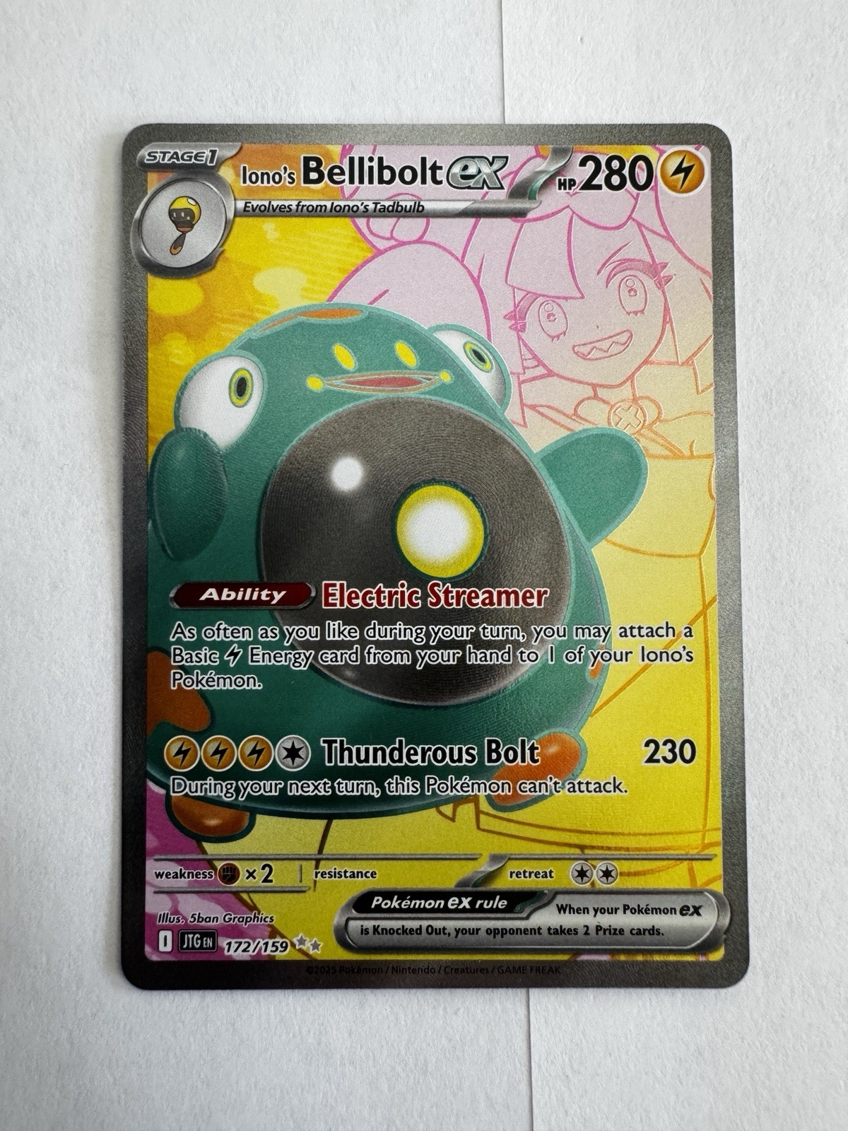 Pokémon TCG Iono’s Bellibolt EX Full Art Ultra Rare Holo 172/159 MINT