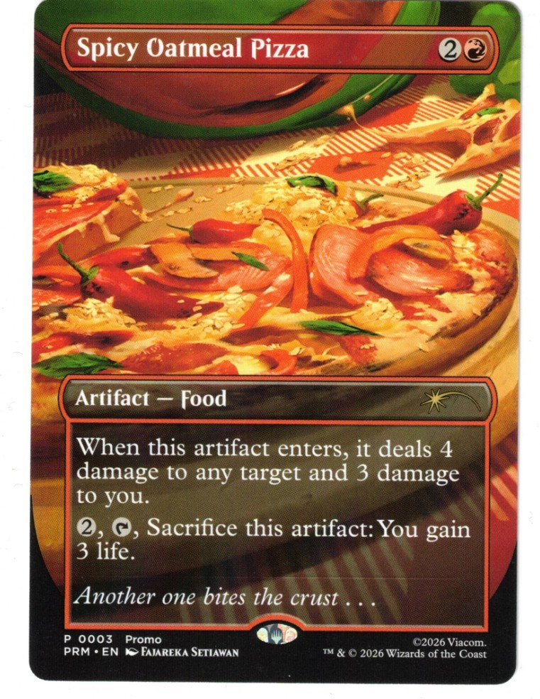 MTG SPICY OATMEAL PIZZA BORDERLESS UNIQUE AND MISCELLANEOUS TMNT #3 PROMO NM